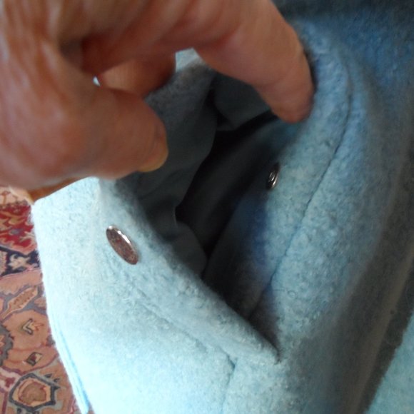 New Ann Taylor Sky Blue Wool Blend Pea Coat Size PL - Picture 10 of 16